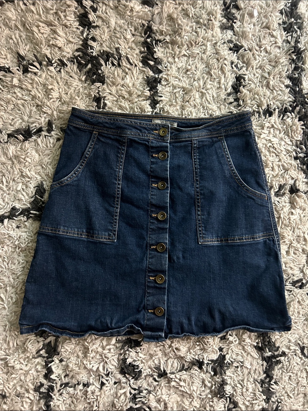 Bass Dark Blue Button-Front Mini Skirt